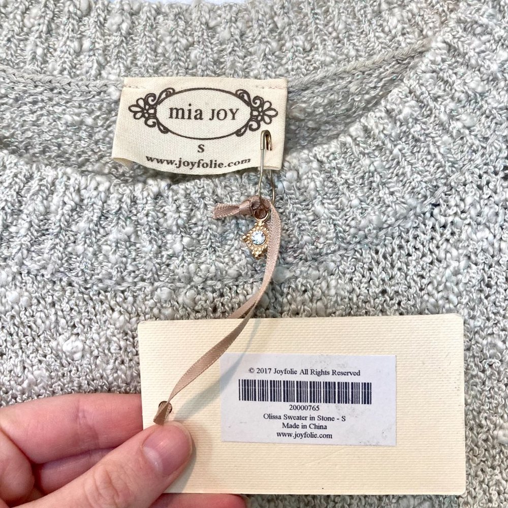 Joyfolie Mia Joy Olissa Sweater in Stone, Women's size S **NWT** - Picture 4 of 6